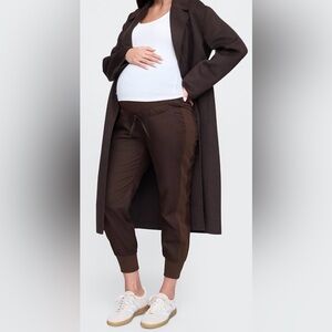 Gap Maternity Ribbed Accent Cotton Blend Joggers, Brown, sz XS